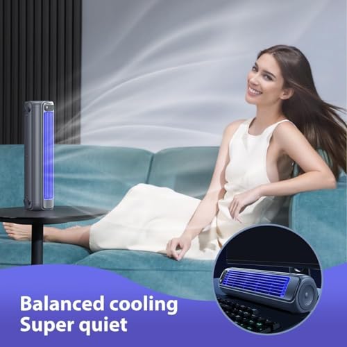 Portable Air Conditioner Cordless Fan with 3 Speeds and LED Screen Grey 2-Pack