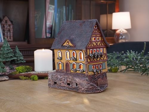 Ceramic Tealight Candle Holder Handcrafted Home Decor Collectible Miniature Lamp