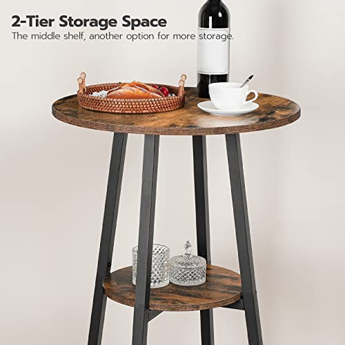 3-Piece Industrial Round Bar Table and Stools Set with Backrests