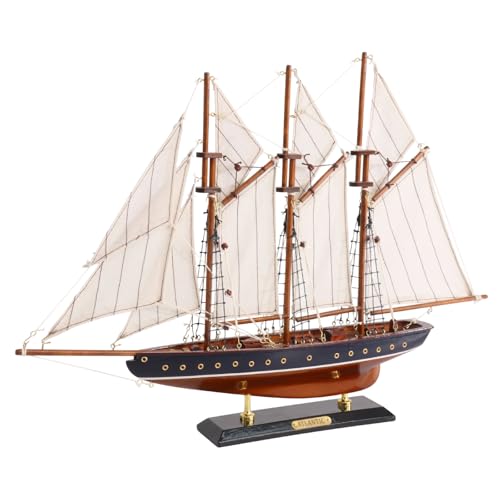 19-Inch Wooden Atlantic Schooner Model Ship Nautical Home Decor
