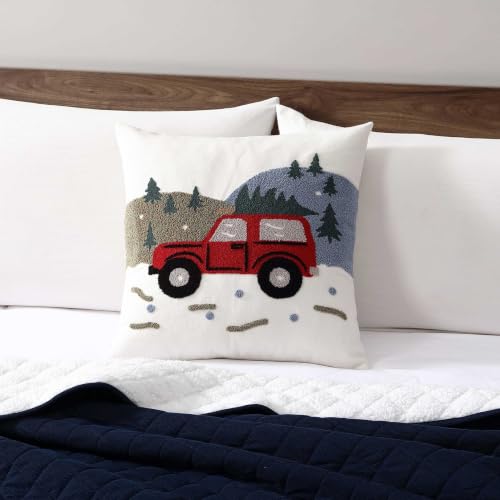 Eddie Bauer Holiday Truck Tree Blue 20x20 Decorative Throw Pillow