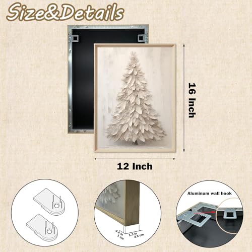 FAEKSUR 12x16 Inch Framed Christmas Tree Wall Art Snowy Canvas Holiday Decor