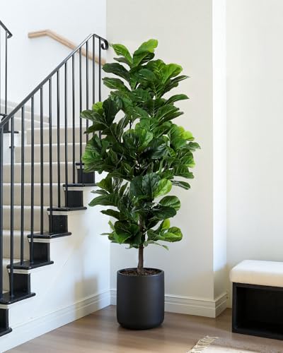 6ft Tall Fiddle Leaf Fig Tree - Lifelike Artificial Plant for Home & Office Decor