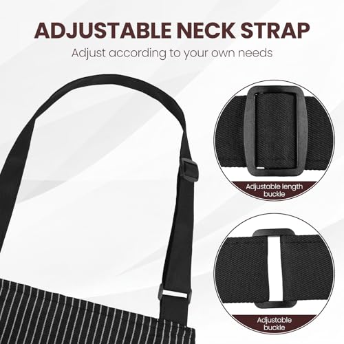 Adjustable Bib Apron with Pockets - 2 Pack Kitchen Cooking Aprons