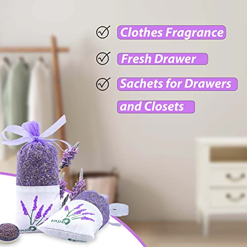 8-Pack Dried Lavender Sachets for Drawers and Closets, Natural Air Freshener