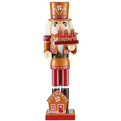 15-Inch Wooden Gingerbread Man Christmas Nutcracker Tabletop Decor