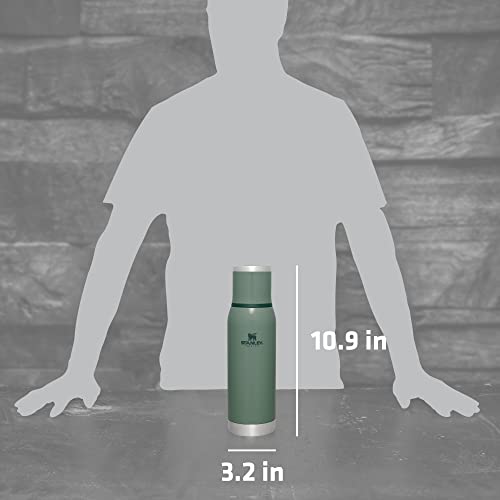 Stanley Adventure-To-Go Vacuum Bottle 25 oz | Wide Mouth with Leakproof Cup Lid | Keep Drinks Hot or Cold | Packable for Travel | Insulated Stainless Steel Thermal Bottle | BPA-Free | Hammertone Green