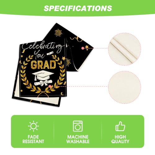 Artoid Mode Gold Wheat Tassel Diploma Cap Graduation Table Runner 13x72 in