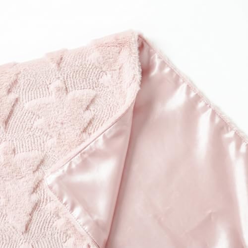 Pink Faux Fur Jacquard Christmas Tree Table Runner 13x90 Inch for Holiday Decor