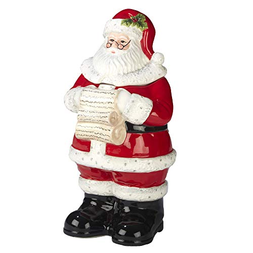 Ceramic Santa Cookie Jar - 12.25-Inch Holiday Treat Storage & Decor
