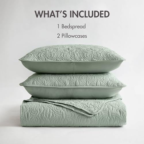 Madison Park King Quilt Bedding Set - Reversible 3-Piece Bedspread, Seafoam