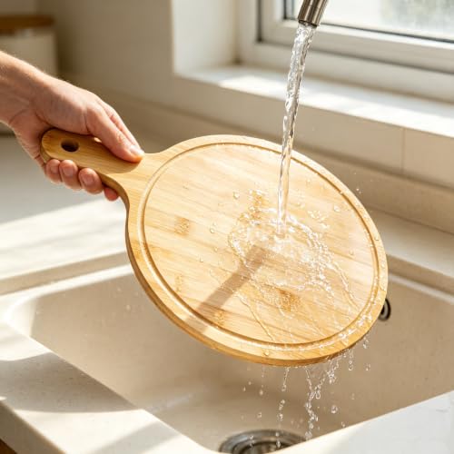 Benhurb 10-Pack Round Bamboo Cutting Boards with Handle, 14.4" x 10.4"