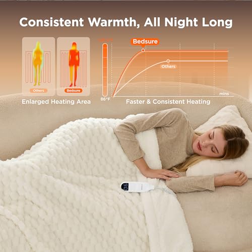 Heated Throw Blanket, 50x60 Inch Electric Blanket with 6 Heat Settings