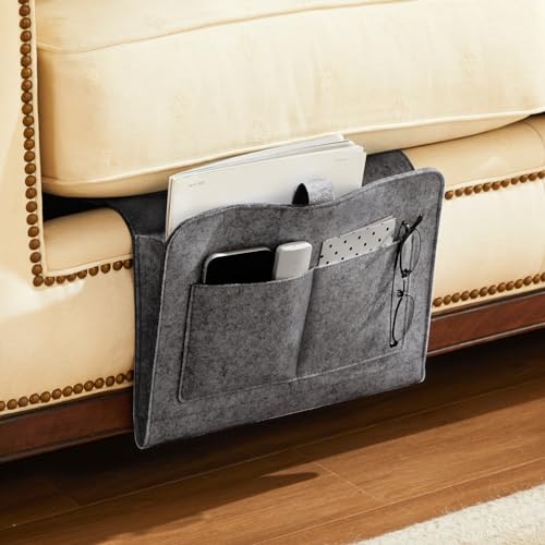Felt Bedside Caddy Organizer for Bed Bunk and Sofa, Grey