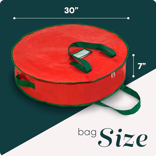 Christmas Wreath Storage Bag 2-Pack Durable Tarp Material 30-Inch
