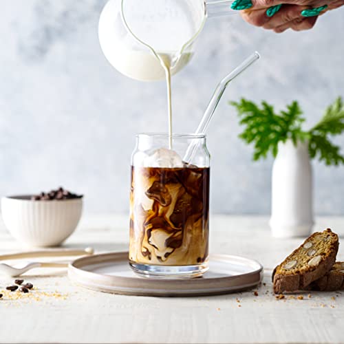 16oz Glass Can Set with Bamboo Lids and Straws - 4 Piece Iced Coffee Cup Kit