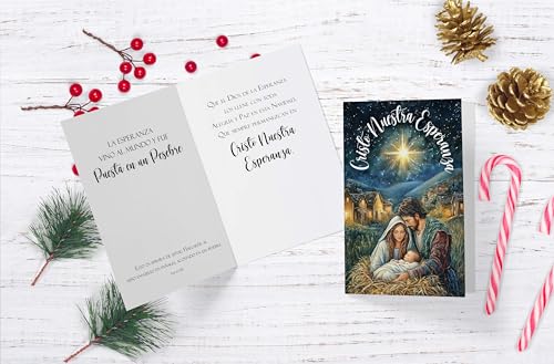 Religious Christmas Card Pack of 24 - Christ Our Hope Spanish Greetings