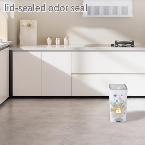 Slim Step Trash Can with Lid - 2.1 Gallon Small Bathroom Wastebasket