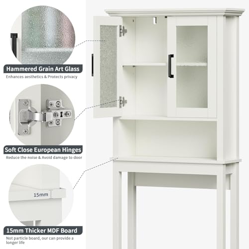 Over-the-Toilet Storage Cabinet with Adjustable Shelf, Cream White