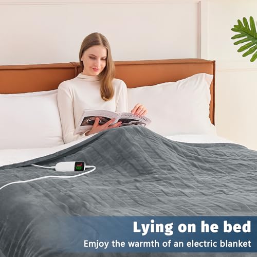 Electric Heated Blanket Twin - 62" x 84", 10 Heat Levels, Auto Shut-Off