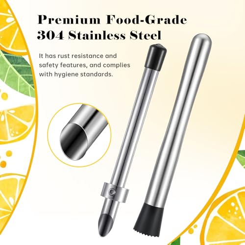 Sissatthai 5-Piece Stainless Steel Cocktail Bar Tool Set with Muddlers & Straw Punchers
