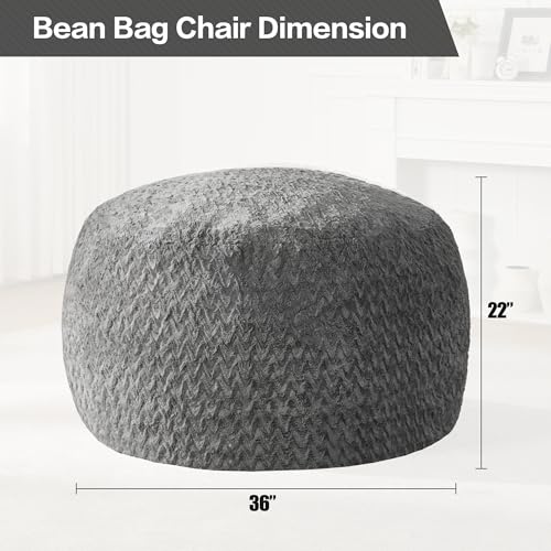 5ft Memory Foam Bean Bag Chair, Washable Fluffy Faux Fur Lounge Chair