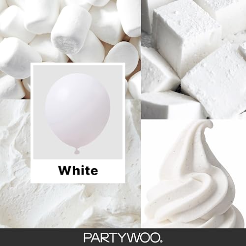 PartyWoo White Latex Balloons Assorted Sizes 140 Pack for Party Decor