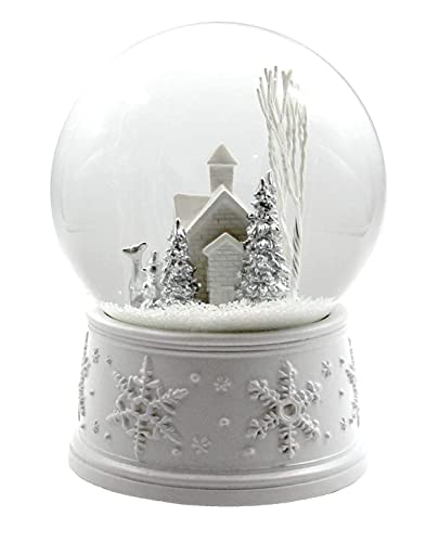 White Christmas Musical Snow Globe - 100mm Winter Scene Holiday Decor