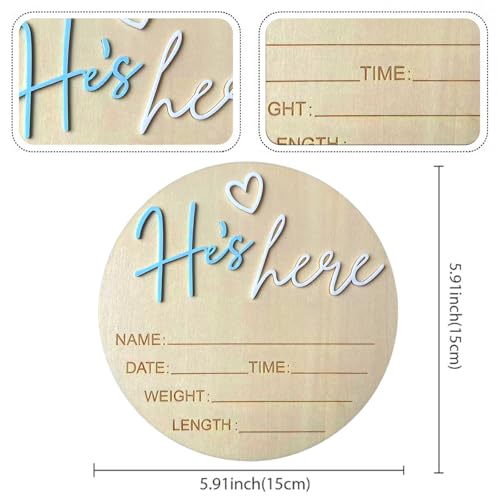 Wooden Baby Birth Announcement Sign - 5.9-Inch Newborn Photo Prop