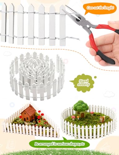 3-Piece Mini Wood Picket Fence for Christmas Village and Fairy Gardens