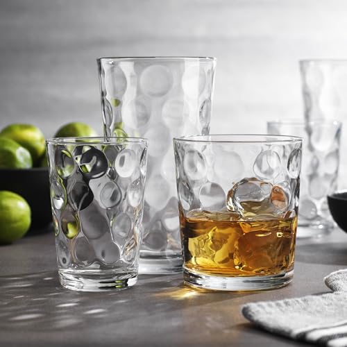 18-Piece Glassware Set - Highball, Whiskey Rocks, and Juice Drinking Glasses
