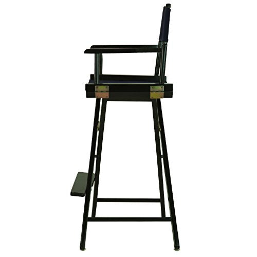 30-Inch Foldable Director's Chair - Solid Wood Bar Height Seating, Navy