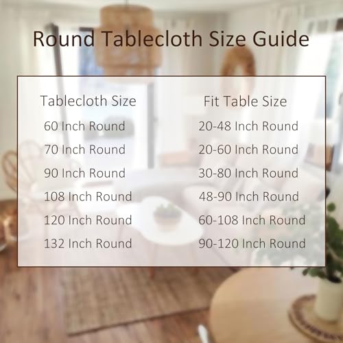 120-Inch Round Polyester Tablecloth, Washable White Table Cover for Events