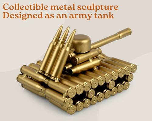 Metal Tank Sculpture Handmade Bullet Casing Figurine Desk Decor