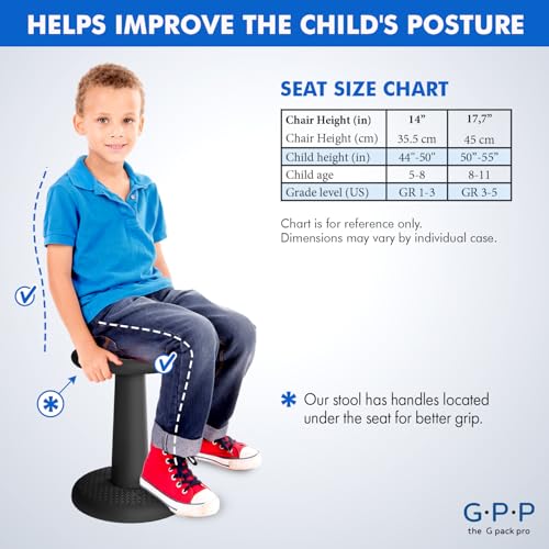 Kids Wobble Stools, 17.7-Inch Active Seating Chairs, 2-Pack - Black