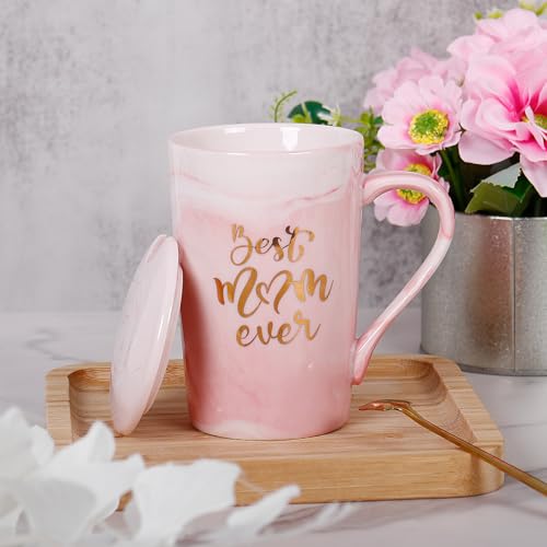 Best Mom Ever Pink Ceramic Coffee Mug 12 oz Gift for Mom - Handcrafted & Dishwasher Safe