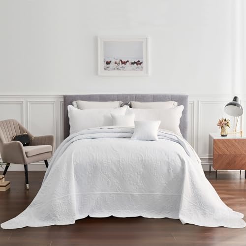 Blythease Oversized King Bedspread Set 128x120 - 5-Piece Quilt Coverlet