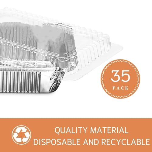 8x8 Square Aluminum Foil Pans with Clear Lids (35 Pack) - Disposable Pans