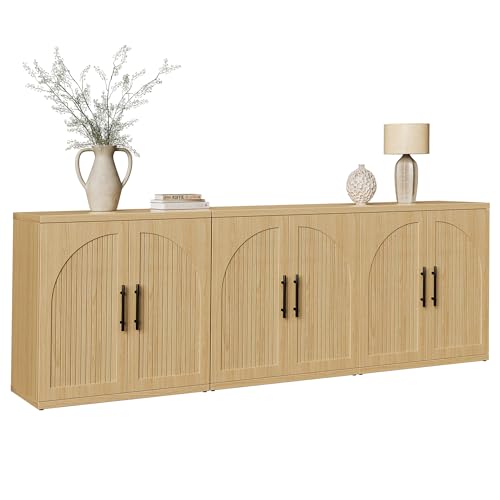 63" Fluted Buffet Cabinet, Modern Arched Sideboard Credenza with Storage