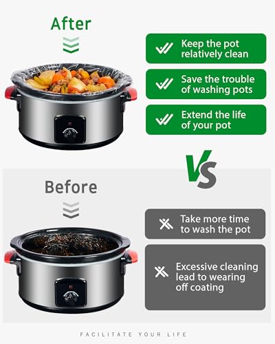 Disposable Slow Cooker Liners (30 Pack) - Fits 3 to 8 QT Pots, Leak-Proof