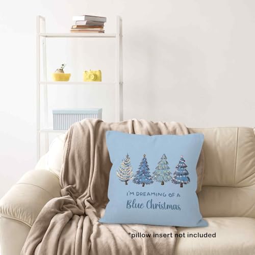 MONALET Blue Winter Christmas Throw Pillow Cover 18x18in | I'm Dreaming of a Blue Christmas