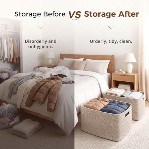 Large Woven Cotton Rope Blanket Basket 75L Storage for Living Room