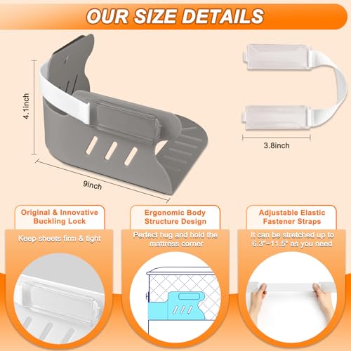 Heavy Duty Bed Sheet Holder Straps - Anti-Slip Corner Fasteners, 4 Pack
