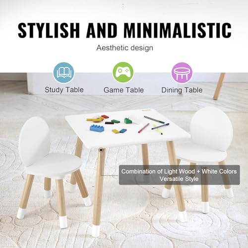White Kids Table and Chairs Set - Toddler Multi-Activity Play Furniture