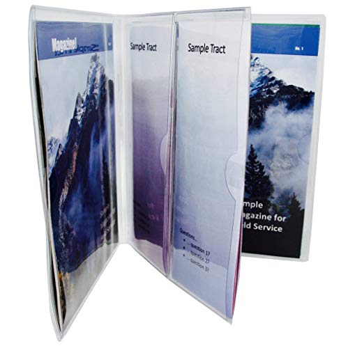 Vinyl Magazine and Tract Organizer with 3 Clear Pockets
