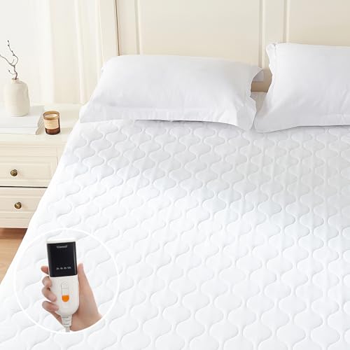 Heated Mattress Pad Full Size - Electric Bed Warmer with 9 Heat Settings, Auto Shut-Off, Fast Heating
