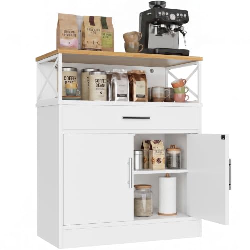 31-Inch Farmhouse Coffee Bar Cabinet with Adjustable Storage Shelves