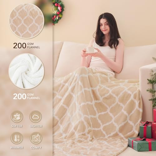 Electric Heated Throw Blanket - 50"x60" Soft Flannel with 10 Heat Levels