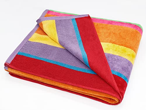 Oversized Beach Towel for Two, 58x68 Inch Extra Wide 100% Cotton Velour
