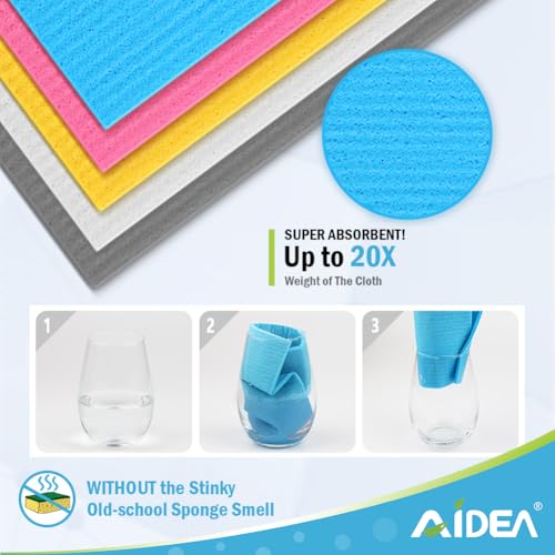 Reusable Swedish Dishcloths 10-Pack, Absorbent Sponge Kitchen Towels
